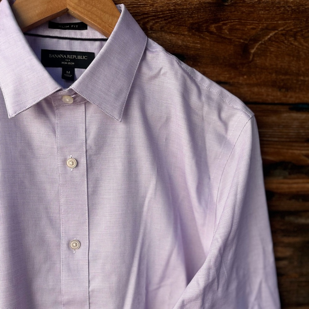 BANANA REPUBLIC | Men's Lavender Classic Button-Down Shirt 15-15.5 33-34 - Picture 3 of 5